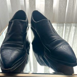 NOCONA BOOTS VINTAGE NAVY ALL LEATHER SHOE BOOTS SZ 8